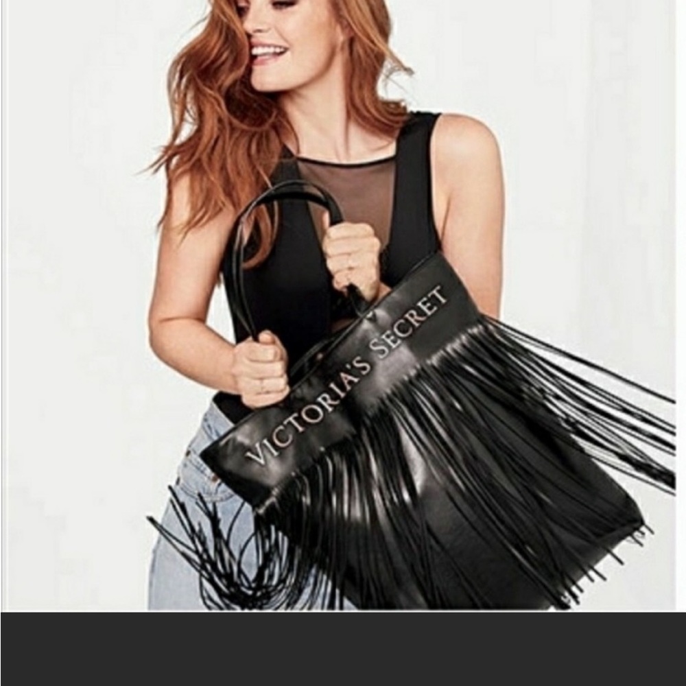 VS leather fringe tote like new